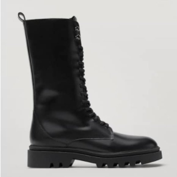 Massimo Dutti Shoes - MASSIMO DUTTI black leather lace up boots